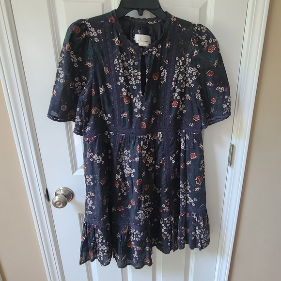 Anthropologie Lori Tunic Floral Dress - Blue, White And Orange XS - Picture 3 of 17
